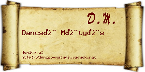 Dancsó Mátyás névjegykártya